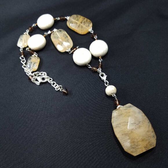 Premier Designs Glass Faux Stone Necklace, Topaz Crystal Rhinestones, 18 Inches - Picture 4 of 10